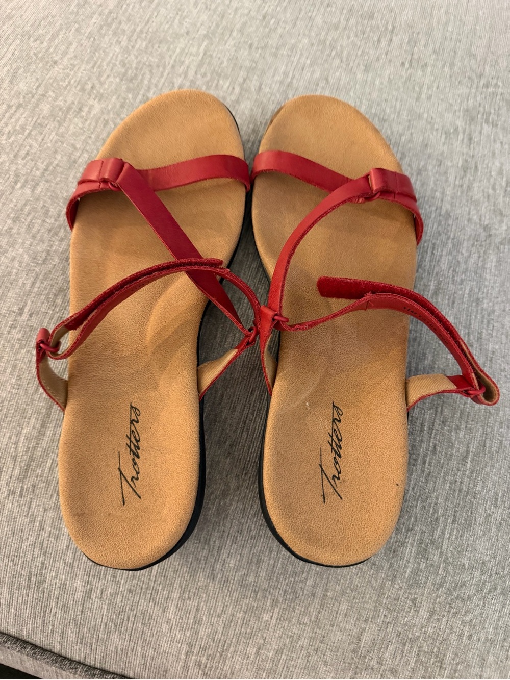 Trotters Red Strappy Leather Sandals